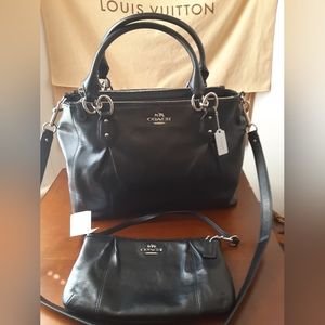 COACH Colette Black Leather Carryall Satchel Bag